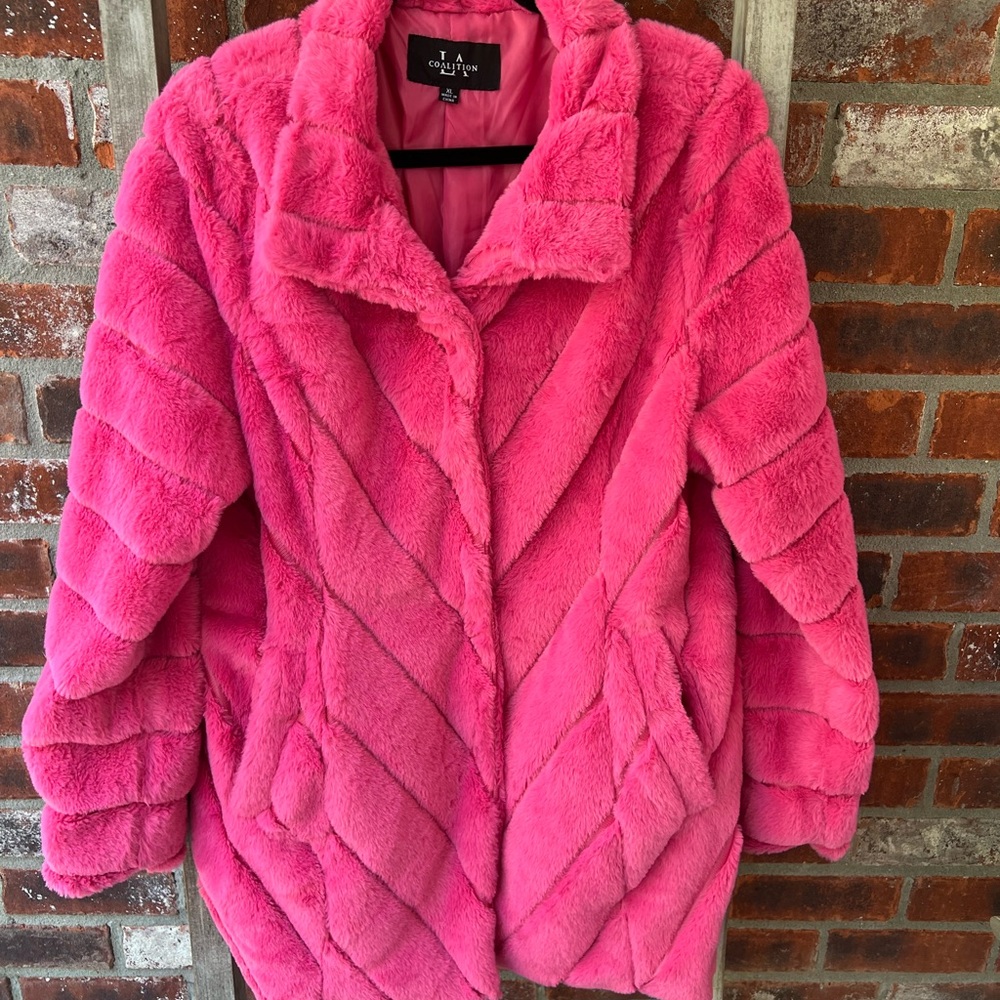 Women's Pink Faux Fur Coat